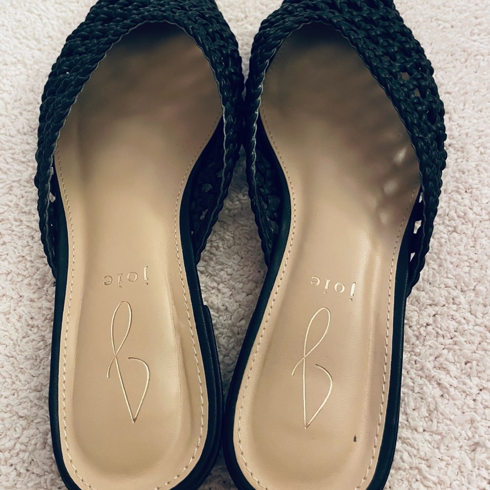 Joie Behold Black Woven Pointed Toe Mules/ no box/great condition - Picture 4 of 15